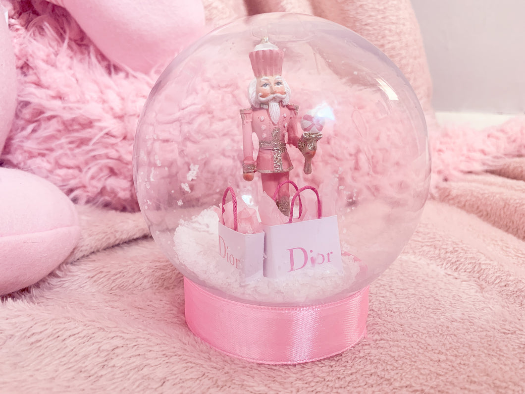 Pink luxury nutcracker snow dome