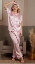 Load image into Gallery viewer, Lux inspired pyjamas pink long let 3 piece set
