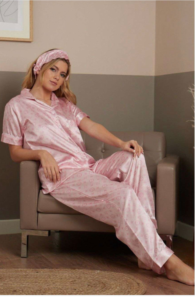 Lux inspired pyjamas pink long let 3 piece set