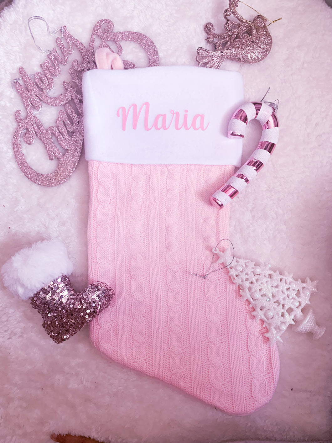 Pink knitted stocking