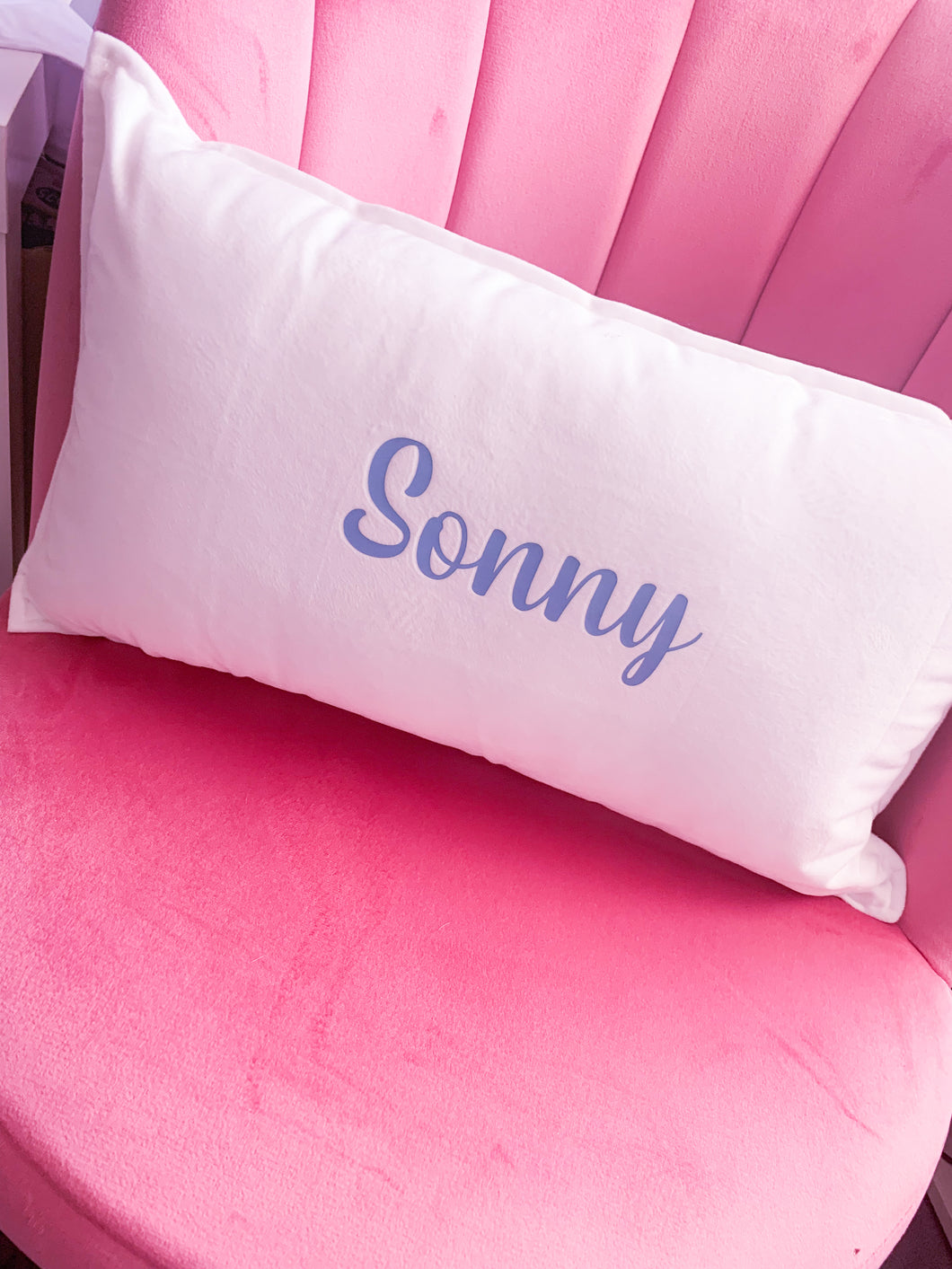 White luxury personalised cushion