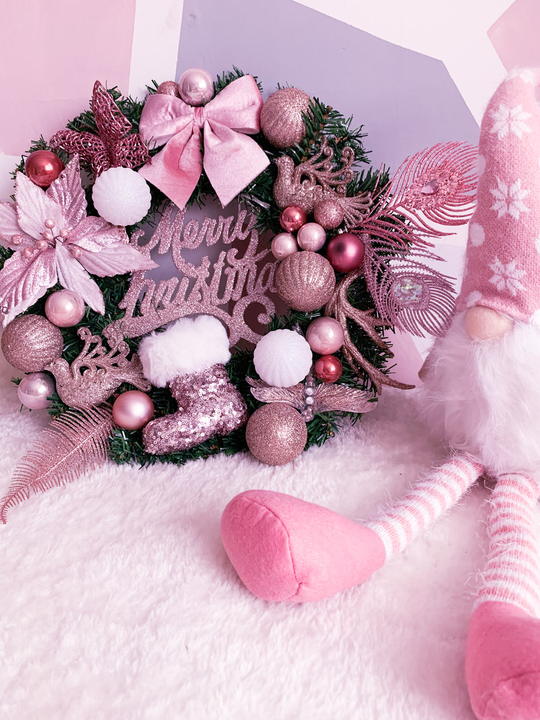 Pink christmas wreath