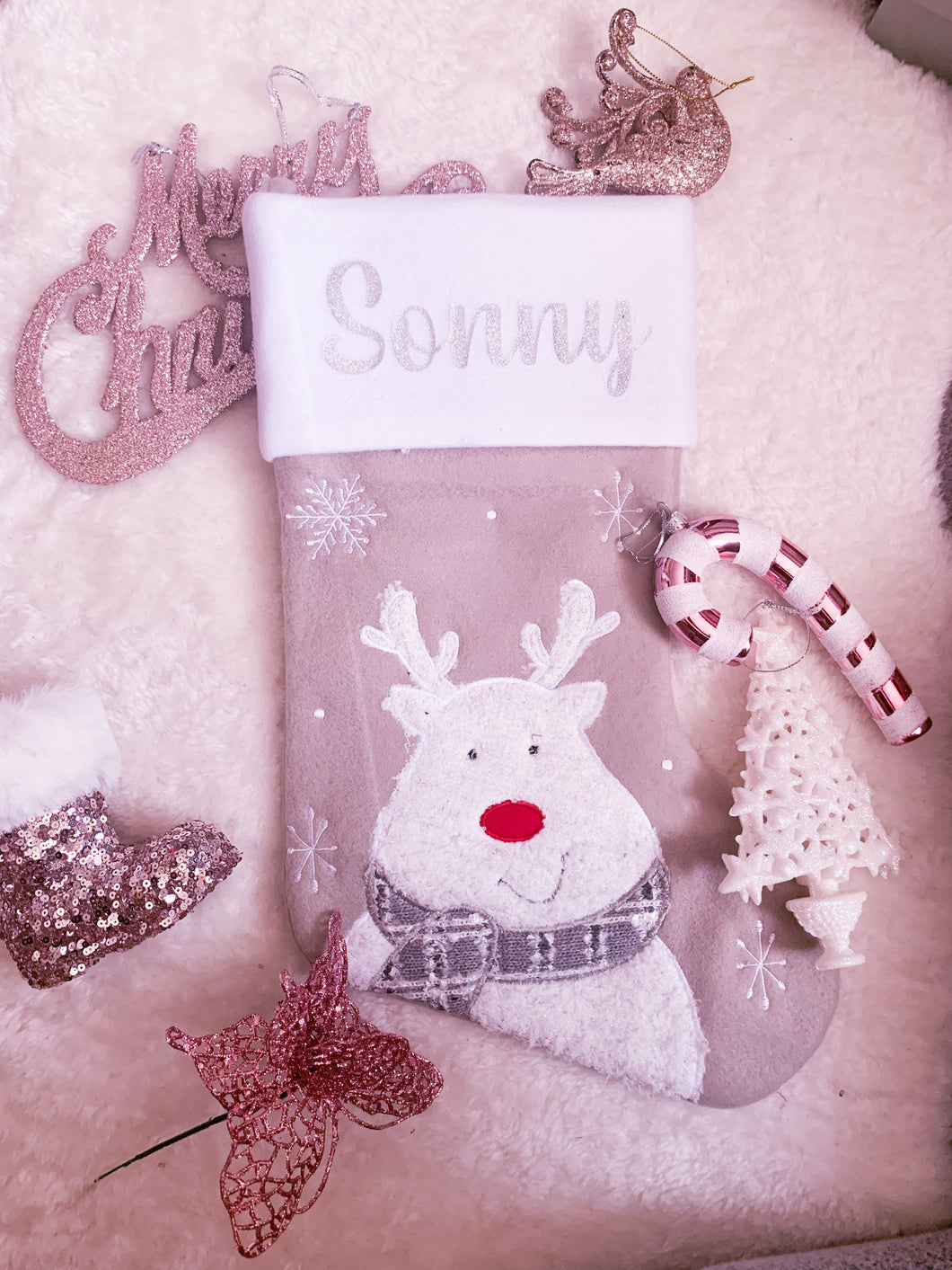 Grey reindeer stocking